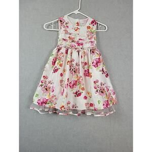 Brooke Lindsay White Floral Sleeveless Ruffled Tie Back Spring Dress Girls 5
